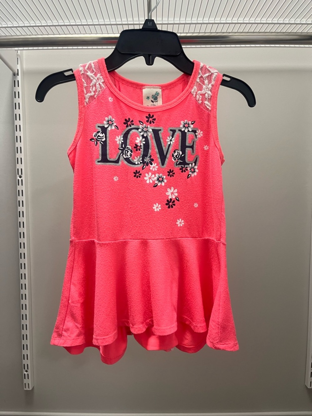 Lily Bleu Neon Coral 'LOVE' Floral Peplum Tank